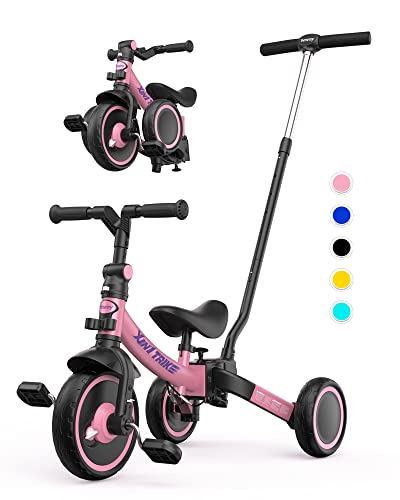 besrey 7 in 1 Kleinkind-Dreirad mit Lenkschiebegriff für 1-5 Jahre, faltbares Laufräder, Kleinkind-Fahrrad mit Radkupplung, größere Räder, abnehmbare Pedale, höhenverstellbarer Sitz,Rosa besrey 7 in 1 Kleinkind-Dreirad mit Lenkschiebegriff für 1-5 Jahre, faltbares Laufräder, Kleinkind-Fahrrad mit Radkupplung, größere Räder, abnehmbare Pedale, höhenverstellbarer Sitz,Rosa von besrey