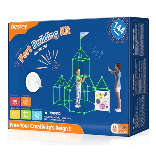 besrey Höhle Kinder – 144PCS Konstruktionsspielzeug mit Wurfspiel, Outdoor Garten Spielzeug, Kreatives Höhle Bauen Kinder Bauset für Indoor/Outdoor, XXL Bausteine, Fort Building Kit von besrey