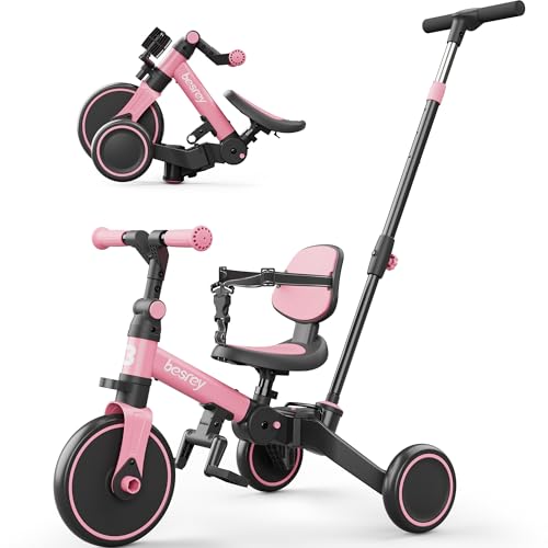 besrey Kleinkinderfahrrad mit elterngesteuertem Schiebegriff für 1-3 Jahre alte Mädchen und Jungen, faltbares Kinder-Schiebedreirad, Kleinkinderdreirad mit abnehmbaren Pedalen, höhenverstellbarer Sitz besrey Kleinkinderfahrrad mit elterngesteuertem Schiebegriff für 1-3 Jahre alte Mädchen und Jungen, faltbares Kinder-Schiebedreirad, Kleinkinderdreirad mit abnehmbaren Pedalen, höhenverstellbarer Sitz von besrey