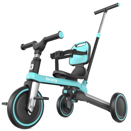 besrey Kleinkindfahrrad mit Eltern-Lenkschiebegriff für 1–3 Jahre, faltbares Kinder-Schiebedreirad, Kleinkind-Dreirad mit abnehmbaren Pedalen, höhenverstellbarer Sitz, Blau besrey Kleinkindfahrrad mit Eltern-Lenkschiebegriff für 1–3 Jahre, faltbares Kinder-Schiebedreirad, Kleinkind-Dreirad mit abnehmbaren Pedalen, höhenverstellbarer Sitz, Blau von besrey
