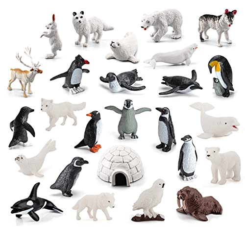 bevog 2 Pcs Arktische Tiere Spielzeug, Realistische Tierfiguren aus dem arktischen Ozean, Spielset, Kleine Polartierfiguren für Geburtstagsfeiern von bevog