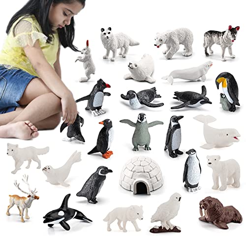 bevog 2 Pcs Pinguine Tiere Figuren - Realistische Polartierfiguren Arktisches Tierfiguren-Set beinhaltet - Tragbare Polartierfiguren für Lernspielzeug für Kinder von bevog