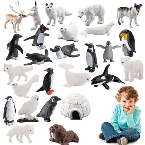bevog 5 Pcs Meerestierfiguren Spielzeug,Tragbarer Eisbär-Wal-Kuchenaufsatz - Kleine Polartierfiguren für Geburtstagsfeiern von bevog