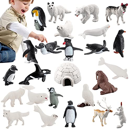 bevog Eisbär Figur | Simuliertes Mini-Tiermodell Kinder Meereslebewesen Lernspielzeug,Tragbare Polartierfiguren für Lernspielzeug für Kinder von bevog