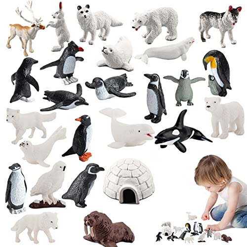 bevog Polartierfiguren-Set | Langlebiges Polar-Arktis-Spielzeugfiguren-Set - Kleine Polartierfiguren für Geburtstagsfeiern von bevog
