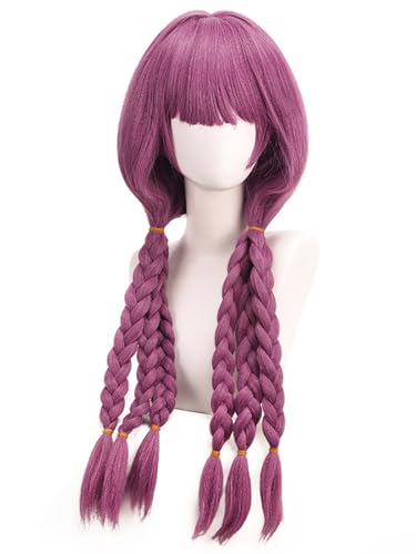 bi bi hou Anime Frieren Cosplay Aura Perücke Violett Länge 80cm Frieren at the Funeral Verkleidung Aura Wig Halloween Karneval Party Kostüm Zubehör Anime Perücke Erwachsene von bi bi hou