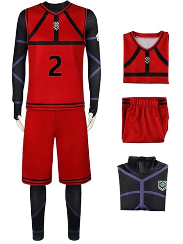 bi bi hou Blue Lock Cosplay Aryu Jyubei Kostüm Trikot Set Oberteil Shorts und Jumpsuit Blue Lock Aryu Jyubei Uniform Football Jersey Weihnachten Halloween Karneval Party Sport Kostüm von bi bi hou