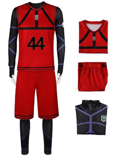 bi bi hou Blue Lock Cosplay Chigiri Hyoma Kostüm Trikot Set Oberteil Shorts und Jumpsuit Blue Lock Chigiri Hyoma Uniform Football Jersey Weihnachten Halloween Karneval Party Sport Kostüm von bi bi hou