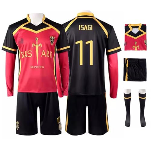bi bi hou Blue Lock Cosplay Isagi Yoichi Kostüm Trikot Set Oberteil Shorts und Socken Blue Lock Isagi Yoichi Uniform Football Jersey Weihnachten Halloween Karneval Party Sport Kostüm von bi bi hou