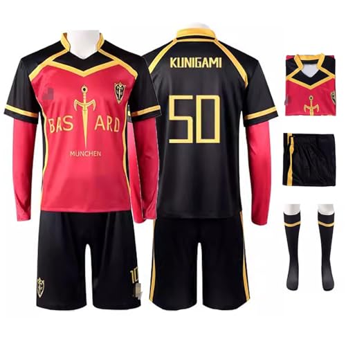 bi bi hou Blue Lock Cosplay Kunigami Rensuke Kostüm Trikot Set Oberteil Shorts und Socken Blue Lock Kunigami Rensuke Uniform Football Jersey Weihnachten Halloween Karneval Party Sport Kostüm von bi bi hou