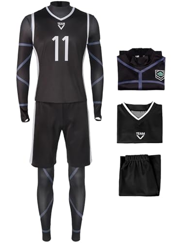 bi bi hou Blue Lock Cosplay Nagi Seishiro Kostüm Trikot Set Oberteil Shorts und Jumpsuit Blue Lock Nagi Seishiro Uniform Football Jersey Weihnachten Halloween Karneval Party Sport Kostüm von bi bi hou