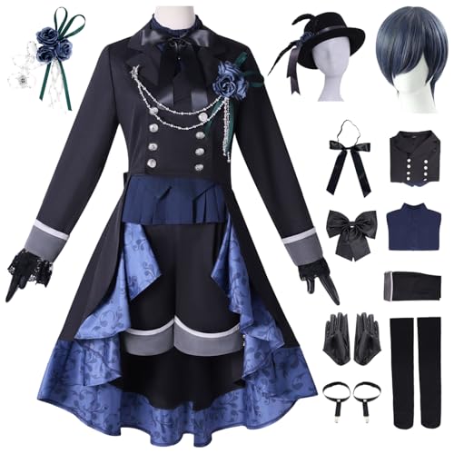 bi bi hou Ciel Cosplay Kostüm Set mit Perücke und Hut Anime Kuroshitsuji Emerald Witch Verkleidung Ciel Phantomhive Uniform Weihnachten Halloween Karneval Party Kostüm Schwarz Gothic bi bi hou Ciel Cosplay Kostüm Set mit Perücke und Hut Anime Kuroshitsuji Emerald Witch Verkleidung Ciel Phantomhive Uniform Weihnachten Halloween Karneval Party Kostüm Schwarz Gothic von bi bi hou