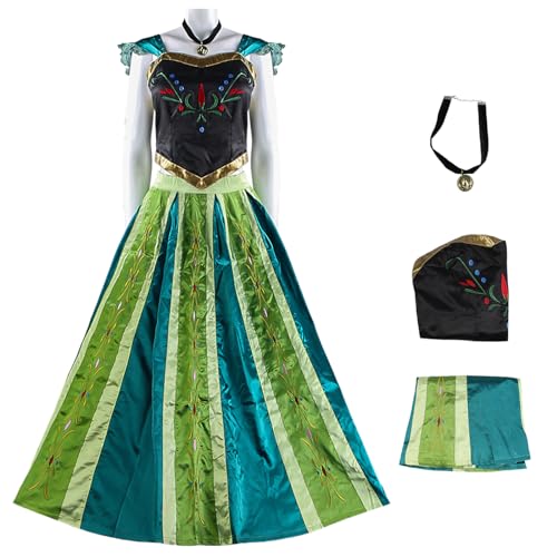 bi bi hou Damen Anna Prinzessin Kleid mit Perücke Schneekönigin Verkleidung Prinzessin Anna Cosplay Kostüm Weihnachten Halloween Karneval Party Bühnenauftritt Kostüm für Erwachsene bi bi hou Damen Anna Prinzessin Kleid mit Perücke Schneekönigin Verkleidung Prinzessin Anna Cosplay Kostüm Weihnachten Halloween Karneval Party Bühnenauftritt Kostüm für Erwachsene von bi bi hou