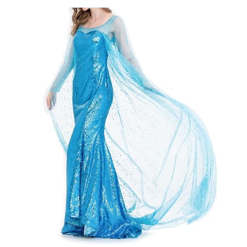 bi bi hou Damen ELSA Prinzessin Kleid mit Perücke Schneekönigin Verkleidung Prinzessin ELSA Cosplay Kostüm Weihnachten Halloween Karneval Party Bühnenauftritt Kostüm für Erwachsene bi bi hou Damen ELSA Prinzessin Kleid mit Perücke Schneekönigin Verkleidung Prinzessin ELSA Cosplay Kostüm Weihnachten Halloween Karneval Party Bühnenauftritt Kostüm für Erwachsene von bi bi hou