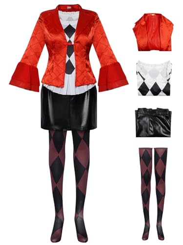 bi bi hou Damen Harley Cosplay Kostüm Komplettes Set Joker 2 Film Cosplay Kostüm Clown Girl Harley Verkleidung Halloween Karneval Weihnachten Party Bühnenauftritt Kostüm Erwachsene bi bi hou Damen Harley Cosplay Kostüm Komplettes Set Joker 2 Film Cosplay Kostüm Clown Girl Harley Verkleidung Halloween Karneval Weihnachten Party Bühnenauftritt Kostüm Erwachsene von bi bi hou