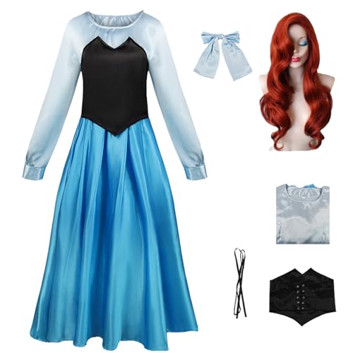 bi bi hou Damen Prinzessin Ariel Kleid mit Zubehör Perücke Ariel Cosplay Verkleidung Prinzessin Kostüm Weihnachten Halloween Karneval Party Bühnenauftritt Kostüm für Erwachsene bi bi hou Damen Prinzessin Ariel Kleid mit Zubehör Perücke Ariel Cosplay Verkleidung Prinzessin Kostüm Weihnachten Halloween Karneval Party Bühnenauftritt Kostüm für Erwachsene von bi bi hou