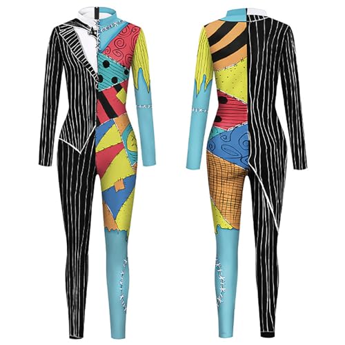 bi bi hou Damen Sally Cosplay Kostüm Jumpsuit Film Jack Skellington Verkleidung Skelett Braut Sally Kostüm Gothic Gedruckt Outfit Weihnachten Halloween Karneval Party Bühnenauftritt Kleidung bi bi hou Damen Sally Cosplay Kostüm Jumpsuit Film Jack Skellington Verkleidung Skelett Braut Sally Kostüm Gothic Gedruckt Outfit Weihnachten Halloween Karneval Party Bühnenauftritt Kleidung von bi bi hou