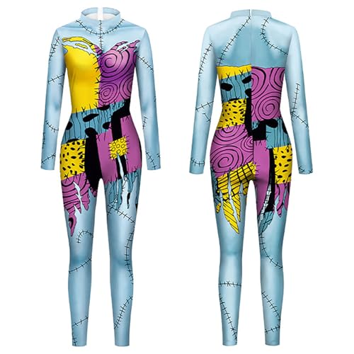 bi bi hou Damen Sally Cosplay Kostüm Jumpsuit Film Jack Skellington Verkleidung Skelett Braut Sally Kostüm Gothic Gedruckt Outfit Weihnachten Halloween Karneval Party Bühnenauftritt Kleidung bi bi hou Damen Sally Cosplay Kostüm Jumpsuit Film Jack Skellington Verkleidung Skelett Braut Sally Kostüm Gothic Gedruckt Outfit Weihnachten Halloween Karneval Party Bühnenauftritt Kleidung von bi bi hou