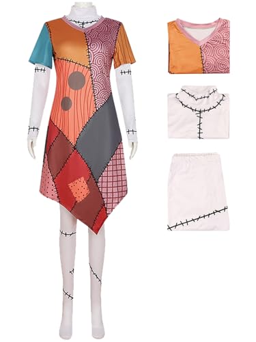 bi bi hou Damen Sally Cosplay Kostüm Set Film Jack Skellington Verkleidung Skelett Braut Sally Kleid Gothic Gedruckt Kleider Weihnachten Halloween Karneval Party Bühnenauftritt Kostüm bi bi hou Damen Sally Cosplay Kostüm Set Film Jack Skellington Verkleidung Skelett Braut Sally Kleid Gothic Gedruckt Kleider Weihnachten Halloween Karneval Party Bühnenauftritt Kostüm von bi bi hou