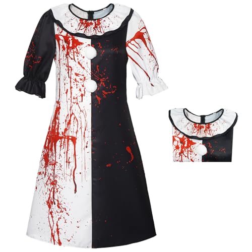 bi bi hou Damen Terrifier Kostüm mit Masken Art The Clown Verkleidung Horror Killer Clown Kleid Schwarz und Weiß Terror Scary Halloween Cosplay Karneval Party Bühnenauftritt Kostüm bi bi hou Damen Terrifier Kostüm mit Masken Art The Clown Verkleidung Horror Killer Clown Kleid Schwarz und Weiß Terror Scary Halloween Cosplay Karneval Party Bühnenauftritt Kostüm von bi bi hou
