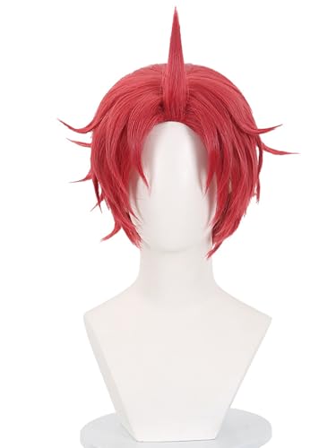 bi bi hou Dandadan Enjoji Jin Cosplay Perücke Rot Länge 35cm Anime Dan Da Dan Verkleidung Jin Enjoji Wig Halloween Karneval Party Kostüm Zubehör Anime Perücke Erwachsene von bi bi hou
