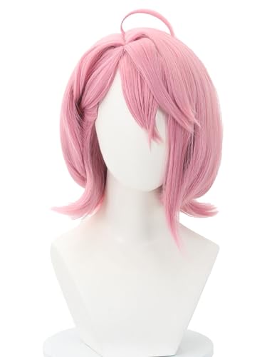 bi bi hou Dandadan Shiratori Aira Cosplay Perücke Rosa Länge 35cm Anime Dan Da Dan Verkleidung Aira Shiratori Wig Halloween Karneval Party Kostüm Zubehör Anime Perücke Erwachsene von bi bi hou