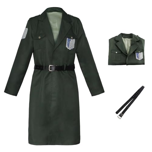 bi bi hou Eren Jaeger Cosplay Kostüm Jacke Anime Attack On Titan AOT Season 4 Verkleidung Survey Corps Uniform Halloween Karneval Weihnachten Party Bühnenauftritt Kostüm für Erwachsene von bi bi hou