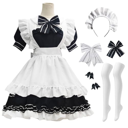 bi bi hou French Maid Dress Damen Anime Outfit Maid Kleid Niedliche Lolita Kleid Dienstmädchen Kostüm für Café Restaurant Halloween Karneval Cosplay Maid Kostüm Komplettes Set Größe S-5XL bi bi hou French Maid Dress Damen Anime Outfit Maid Kleid Niedliche Lolita Kleid Dienstmädchen Kostüm für Café Restaurant Halloween Karneval Cosplay Maid Kostüm Komplettes Set Größe S-5XL von bi bi hou