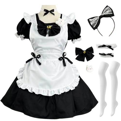 bi bi hou French Maid Dress Damen Anime Outfit Maid Kleid Niedliche Lolita Kleid Dienstmädchen Kostüm für Café Restaurant Halloween Karneval Cosplay Maid Kostüm Komplettes Set Größe S-5XL bi bi hou French Maid Dress Damen Anime Outfit Maid Kleid Niedliche Lolita Kleid Dienstmädchen Kostüm für Café Restaurant Halloween Karneval Cosplay Maid Kostüm Komplettes Set Größe S-5XL von bi bi hou
