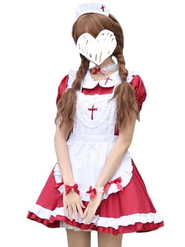 bi bi hou French Maid Dress Damen Anime Outfit Maid Kleid Niedliche Lolita Kleid Dienstmädchen Kostüm für Café Restaurant Halloween Karneval Cosplay Maid Kostüm Komplettes Set Größe S-5XL bi bi hou French Maid Dress Damen Anime Outfit Maid Kleid Niedliche Lolita Kleid Dienstmädchen Kostüm für Café Restaurant Halloween Karneval Cosplay Maid Kostüm Komplettes Set Größe S-5XL von bi bi hou