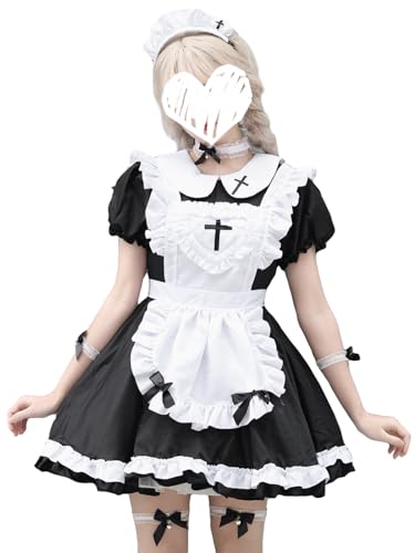 bi bi hou French Maid Dress Damen Anime Outfit Maid Kleid Niedliche Lolita Kleid Dienstmädchen Kostüm für Café Restaurant Halloween Karneval Cosplay Maid Kostüm Komplettes Set Größe S-5XL bi bi hou French Maid Dress Damen Anime Outfit Maid Kleid Niedliche Lolita Kleid Dienstmädchen Kostüm für Café Restaurant Halloween Karneval Cosplay Maid Kostüm Komplettes Set Größe S-5XL von bi bi hou
