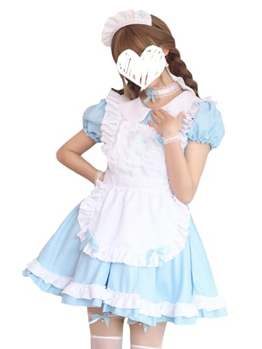 bi bi hou French Maid Dress Damen Anime Outfit Maid Kleid Niedliche Lolita Kleid Dienstmädchen Kostüm für Café Restaurant Halloween Karneval Cosplay Maid Kostüm Komplettes Set Größe S-5XL bi bi hou French Maid Dress Damen Anime Outfit Maid Kleid Niedliche Lolita Kleid Dienstmädchen Kostüm für Café Restaurant Halloween Karneval Cosplay Maid Kostüm Komplettes Set Größe S-5XL von bi bi hou