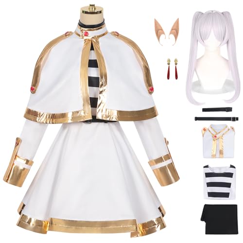 bi bi hou Frieren Cosplay Kostüm Set mit Perücke Anime Frieren at The Funeral Verkleidung Frieren Cosplay Costume Halloween Karneval Weihnachten Party Bühnenauftritt Kostüm für Erwachsene bi bi hou Frieren Cosplay Kostüm Set mit Perücke Anime Frieren at The Funeral Verkleidung Frieren Cosplay Costume Halloween Karneval Weihnachten Party Bühnenauftritt Kostüm für Erwachsene von bi bi hou