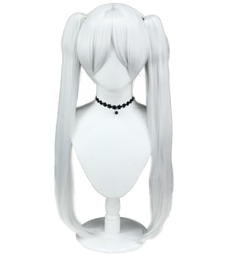 bi bi hou Frieren Cosplay Perücke Weiß Doppelte Pferdeschwanz Länge 70cm Anime Frieren at the Funeral Verkleidung Wig Halloween Karneval Party Kostüm Zubehör Anime Perücke Erwachsene von bi bi hou