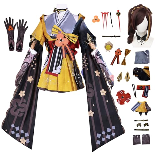 bi bi hou Genshin Impact Chiori Cosplay Kostüm Set mit Perücke Genshin Cosplay Verkleidung Chiori Cosplay Uniform Weihnachtstag Halloween Karneval Party Bühnenauftritt Kostüm Erwachsene von bi bi hou