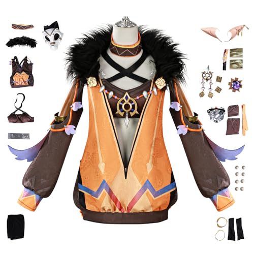 bi bi hou Genshin Impact Iansan Cosplay Kostüm Komplettes Set mit Perücke Genshin Cosplay Verkleidung Iansan Uniform Halloween Karneval Party Bühnenauftritt Kostüm von bi bi hou