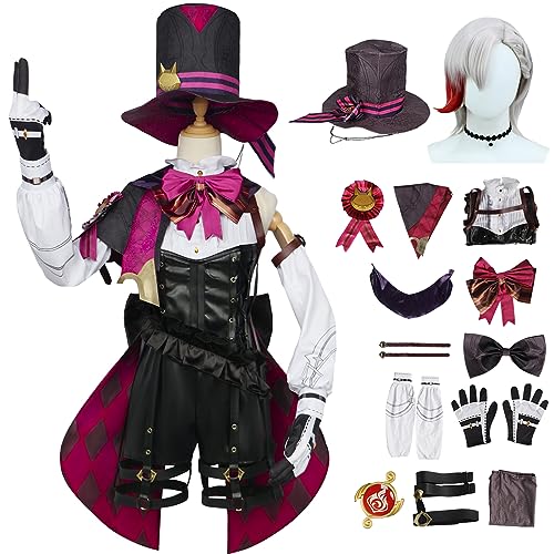 bi bi hou Genshin Impact Lyney Cosplay Kostüm Komplettes Set mit Perücke und Hüte Genshin Lyney Cosplay Verkleidung Lyney Cosplay Uniform Halloween Karneval Party Bühnenauftritt Kostüm bi bi hou Genshin Impact Lyney Cosplay Kostüm Komplettes Set mit Perücke und Hüte Genshin Lyney Cosplay Verkleidung Lyney Cosplay Uniform Halloween Karneval Party Bühnenauftritt Kostüm von bi bi hou