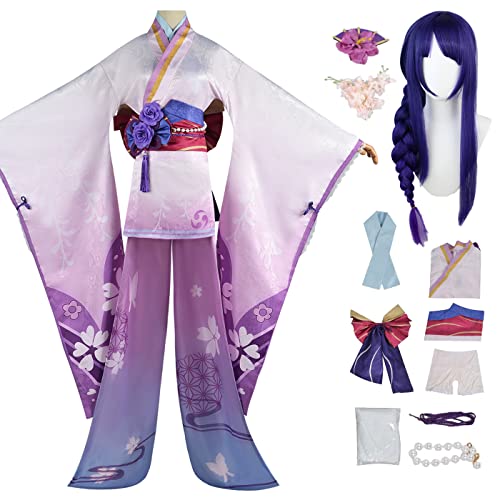 bi bi hou Genshin Impact Raiden Shogun Cosplay Kostüm Set mit Perücke Genshin Beelzebul Cosplay Verkleidung Raiden Ei/Raiden Makoto Cosplay Kimono Halloween Karneval Party Kostüm bi bi hou Genshin Impact Raiden Shogun Cosplay Kostüm Set mit Perücke Genshin Beelzebul Cosplay Verkleidung Raiden Ei/Raiden Makoto Cosplay Kimono Halloween Karneval Party Kostüm von bi bi hou