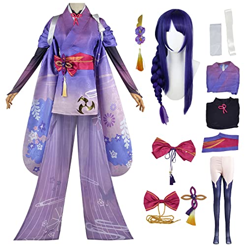 bi bi hou Genshin Impact Raiden Shogun Cosplay Kostüm Set mit Perücke Genshin Beelzebul Cosplay Verkleidung Raiden Ei/Raiden Makoto Cosplay Kimono Halloween Karneval Party Kostüm bi bi hou Genshin Impact Raiden Shogun Cosplay Kostüm Set mit Perücke Genshin Beelzebul Cosplay Verkleidung Raiden Ei/Raiden Makoto Cosplay Kimono Halloween Karneval Party Kostüm von bi bi hou