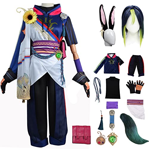 bi bi hou Genshin Impact Tighnari Cosplay Kostüm Set mit Perücke und Schwanz Genshin Cosplay Verkleidung Tighnari Cosplay Uniform Halloween Karneval Party Bühnenauftritt Kostüm Erwachsene bi bi hou Genshin Impact Tighnari Cosplay Kostüm Set mit Perücke und Schwanz Genshin Cosplay Verkleidung Tighnari Cosplay Uniform Halloween Karneval Party Bühnenauftritt Kostüm Erwachsene von bi bi hou
