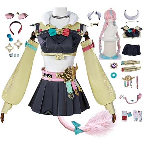 bi bi hou Genshin Impact Varesa Cosplay Kostüm Komplettes Set mit Perücke Genshin Cosplay Verkleidung Varesa Uniform Halloween Karneval Party Bühnenauftritt Kostüm von bi bi hou