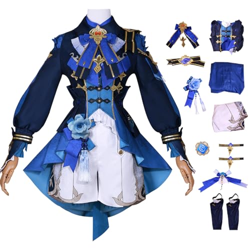 bi bi hou Genshin Impact Xingqiu Cosplay Kostüm Komplettes Set mit Perücke Genshin Xingqiu Cosplay Verkleidung Xingqiu Cosplay New Skin Halloween Karneval Party Bühnenauftritt Kostüm von bi bi hou