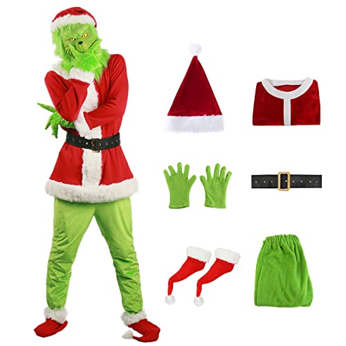 bi bi hou Grinch Kostüm mit Mask Zubehör Weihnachten Grinch Cosplay Kostüm Anime Cosplay Outfit Halloween Karneval Party Bühnenauftritt Kostüm für Erwachsene bi bi hou Grinch Kostüm mit Mask Zubehör Weihnachten Grinch Cosplay Kostüm Anime Cosplay Outfit Halloween Karneval Party Bühnenauftritt Kostüm für Erwachsene von bi bi hou