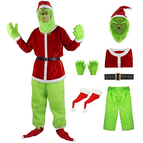 bi bi hou Grinch Kostüm mit Mask Zubehör Weihnachten Grinch Cosplay Kostüm Anime Cosplay Outfit Halloween Karneval Party Bühnenauftritt Kostüm für Erwachsene bi bi hou Grinch Kostüm mit Mask Zubehör Weihnachten Grinch Cosplay Kostüm Anime Cosplay Outfit Halloween Karneval Party Bühnenauftritt Kostüm für Erwachsene von bi bi hou