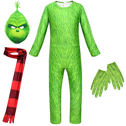 bi bi hou Grinch Kostüm mit Mask Zubehör Weihnachten Grinch Cosplay Kostüm Anime Cosplay Outfit Halloween Karneval Party Bühnenauftritt Kostüm für Erwachsene von bi bi hou