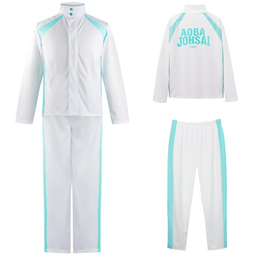 bi bi hou Haikyuu Cosplay Kostüm Jacke und Hose Aoba Johsai High School Trikot Set Oikawa Tooru/Iwaizumi Hajime Verkleidung Schuluniform Sportbekleidung Weihnachten Halloween Karneval Party Kostüm von bi bi hou