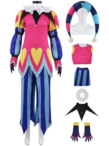 bi bi hou Hazbin Hotel Fizzarolli Cosplay Kostüm Set Anime Hazbin Hotel Verkleidung Fizzarolli Uniform Clown Kostüm Weihnachten Halloween Karneval Party Bühnenauftritt Kostüm für Erwachsene von bi bi hou
