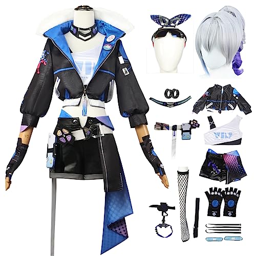 bi bi hou Honkai Star Rail Silver Wolf Cosplay Kostüm Set mit Perücke Star Rail Silver Wolf Cosplay Verkleidung Silver Wolf Uniform Halloween Karneval Party Bühnenauftritt Kostüm Erwachsene bi bi hou Honkai Star Rail Silver Wolf Cosplay Kostüm Set mit Perücke Star Rail Silver Wolf Cosplay Verkleidung Silver Wolf Uniform Halloween Karneval Party Bühnenauftritt Kostüm Erwachsene von bi bi hou
