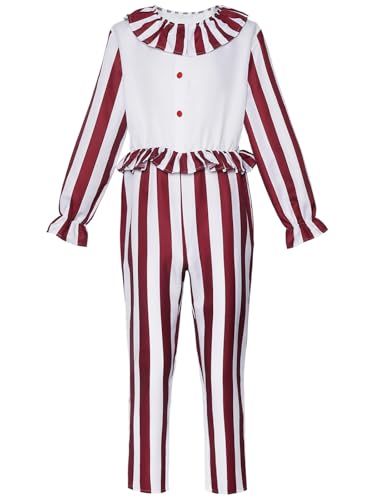 bi bi hou Horror Killer Clown Kostüm Rot Gestreifter Overall Clown in a Cornfield Verkleidung Clowns Uniform Terror Scary Psychopath Halloween Karneval Party Bühnenauftritt Cosplay Kostüm bi bi hou Horror Killer Clown Kostüm Rot Gestreifter Overall Clown in a Cornfield Verkleidung Clowns Uniform Terror Scary Psychopath Halloween Karneval Party Bühnenauftritt Cosplay Kostüm von bi bi hou