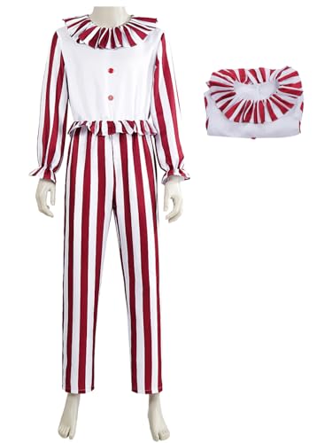 bi bi hou Horror Killer Clown Kostüm Rot Gestreifter Overall Clown in a Cornfield Verkleidung Clowns Uniform Terror Scary Psychopath Halloween Karneval Party Bühnenauftritt Cosplay Kostüm bi bi hou Horror Killer Clown Kostüm Rot Gestreifter Overall Clown in a Cornfield Verkleidung Clowns Uniform Terror Scary Psychopath Halloween Karneval Party Bühnenauftritt Cosplay Kostüm von bi bi hou